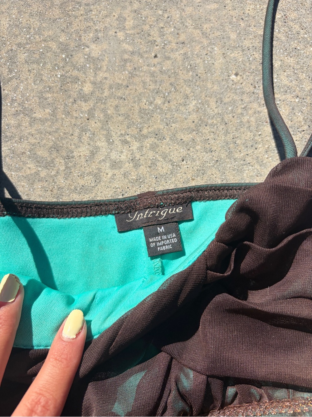 Embellished Brown and Teal Spaghetti-Strap Camisole - Picture 3 of 3